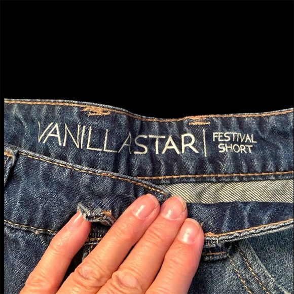 Vanilla Star Women's Blue Denim Fringy Shorts - Picture 4 of 5